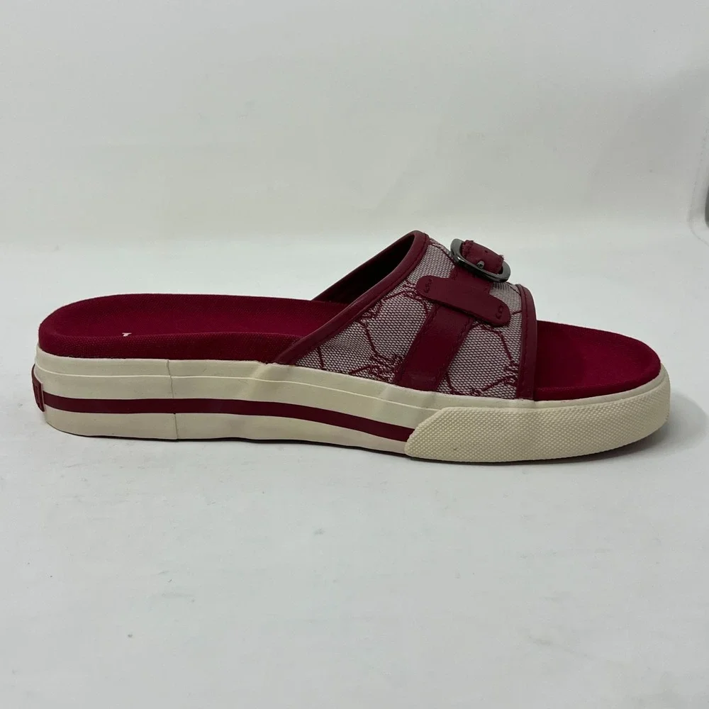 Ralph Lauren Matty‎ Sandals Red Signature Fabric Stylish Women's Size 7B VTG NEW